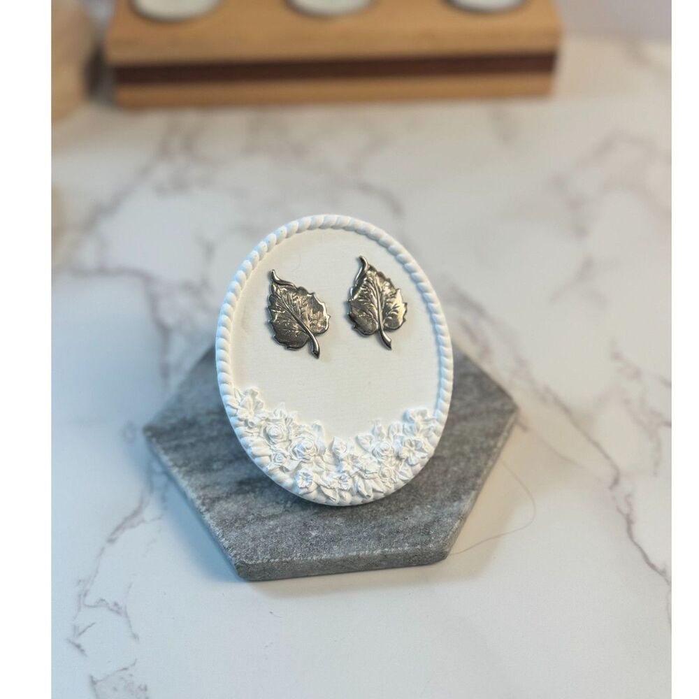 Vintage Embossed Leaf Earrings